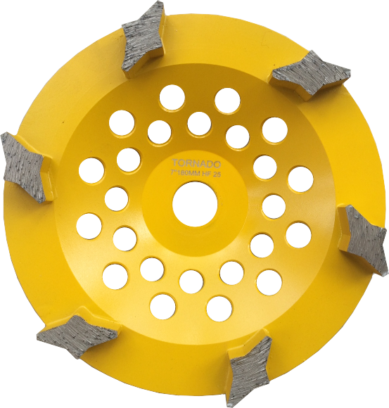 25 Grit Yellow 7" 178mm x 6 Large Diamond Seg
