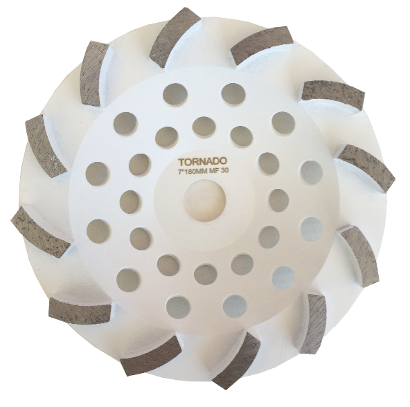 30 Grit White 7" 180mm x 12 Seg Cup Wheel