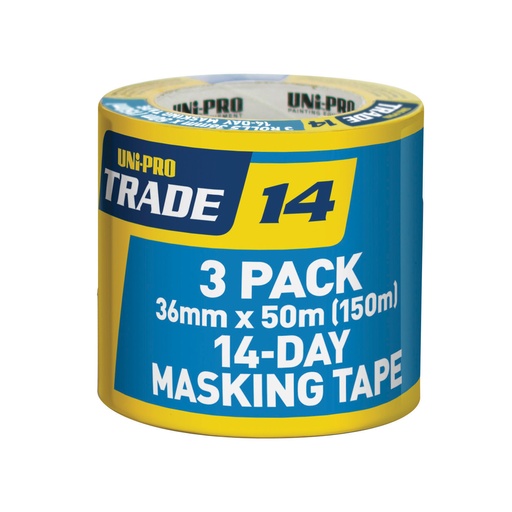 [ZUP70838] 14-Day Blue Masking Tape 36mm x 50m 3 Pack