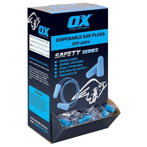 [ZOXS240702-200] Ox Disposable Ear Plugs Corded x 200