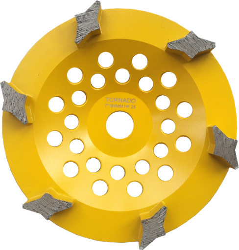[LDCW76HF] 25 Grit Yellow 7" 178mm x 6 Large Diamond Seg
