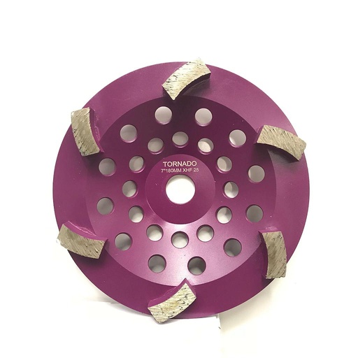 [CSCW76XHF] 25 Grit Purple 7" 180mm x 6 Curved Seg Cup Wheel